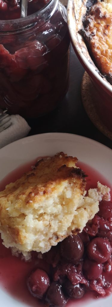 Sweet Milk Rice Pudding with Stewed Cherries