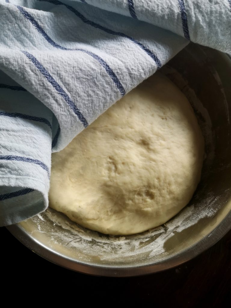 pizza dough after rising